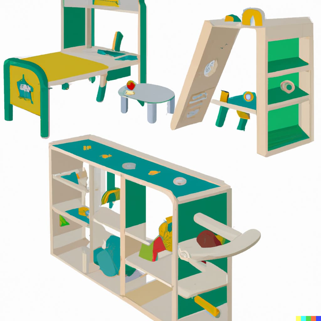  A set of multifunctional furniture for children